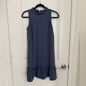 LOFT Blue Sheath Mini Dress with Ruffled Hem